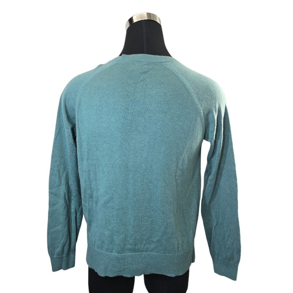 Lucky Brand Sweater M Mint Blue Cotton Blend V-Neck Raglan Classic Minimalist - Picture 3 of 10